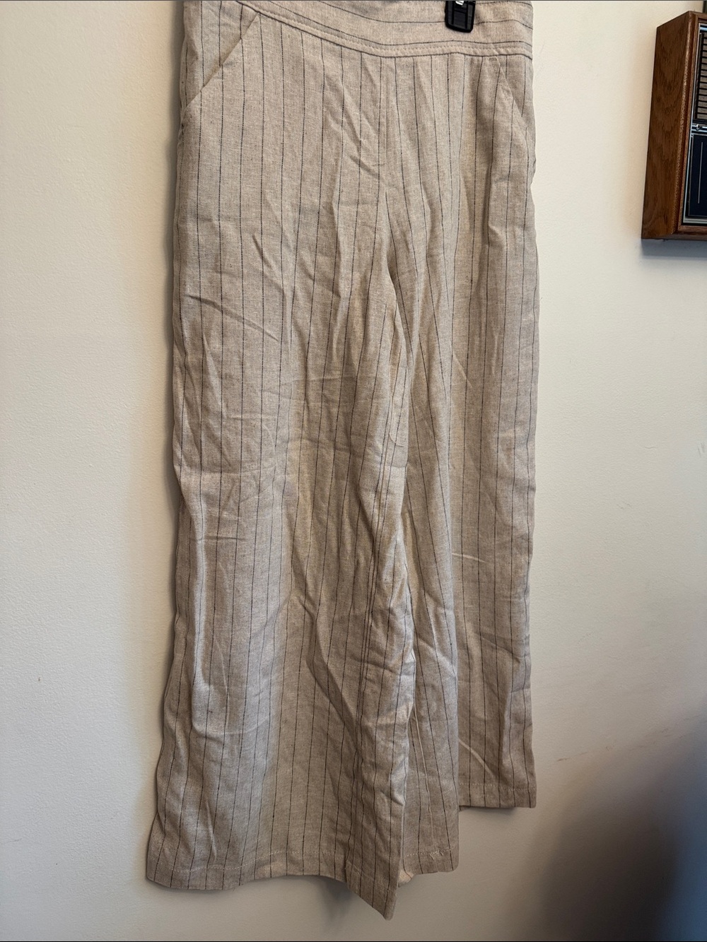 Max Studio Beige Pinstripe linen pants